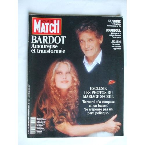 Paris Match  N° 2266 : Bardot Amoureuse,Adjani,Boutboul,Rshdie