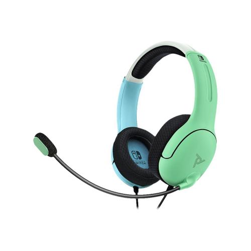 PDP Gaming LVL40 - Micro-casque filaire officiel Nintendo Switch - Bleu et vert - jack 3,5mm