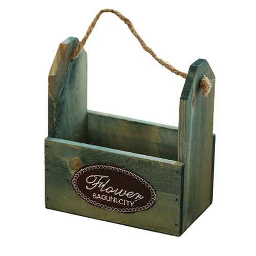 [Ander Online] Panier en bois Panier suspendu Pot de fleur Clôture en bois Succulent Fleur séchée Arrangeur de fleurs Ornement de bureau à domicile