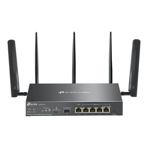 TP-Link Omada ER706W-4G V1 - Routeur sans fil - WWAN commutateur 5 ports - 1GbE - ports WAN : 6 - Wi-Fi 6 - Bi-bande - 4G - fixation murale
