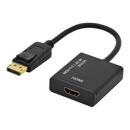 Ednet - Adaptateur vidéo - DisplayPort mâle pour HDMI femelle - 20 cm - double blindage - noir