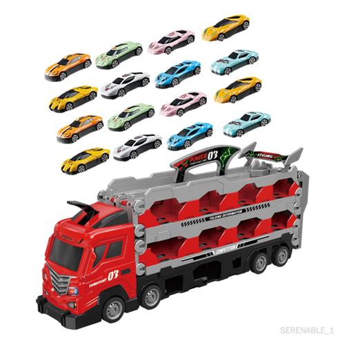 Jouet De Camion Pliable, Jouet De Camion De Transport Pour Enfants De 1 An, Rouge Avec 16 Voitures