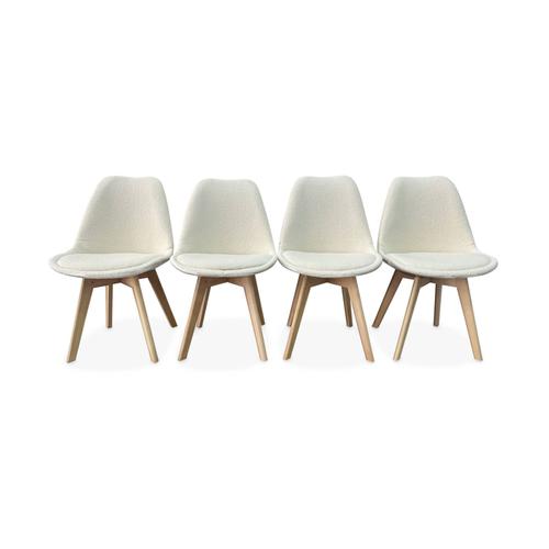 Lot de 4 chaises scandinaves pieds en bois Blanc