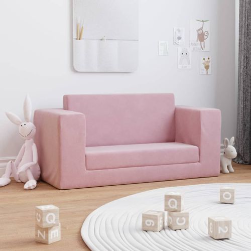 Vidaxl Canapé-Lit Pour Enfants 2 Places Rose Peluche Douce