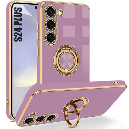 Coque Pour Samsung Galaxy S24 Plus (S24+), Protection Silicone Antichoc Avec Anneau Support Violet - E.F.Connection
