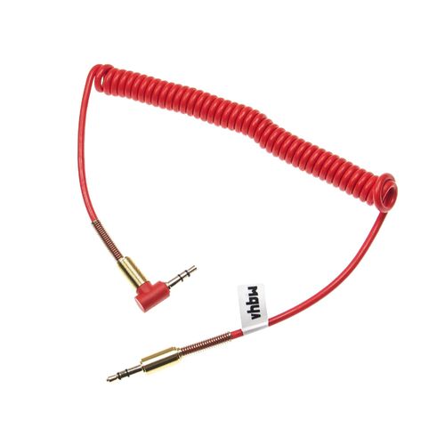 vhbw Adaptateur pour câble audio stéréo compatible avec Sony MDR-1A, MSR7 casque - 3,5mm vers Jack 3,5 mm, doré, angle droit, or / rouge