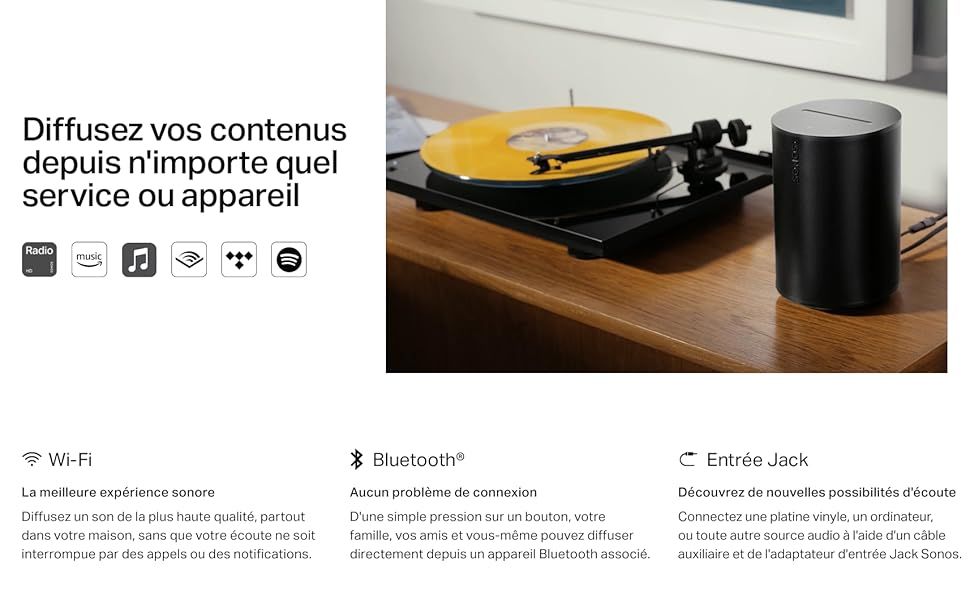 une capture d'�cran d'un site web avec un tourne-disque jaune.