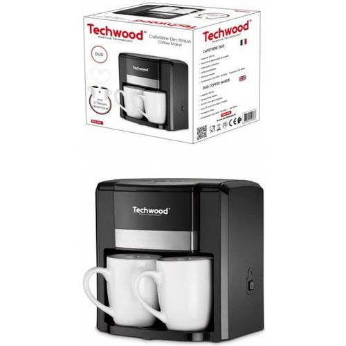 Cafetière Électrique 2 Tasses Duo Céramique Filtre Permanent Lavable 500w Noir Arrêt Automatique