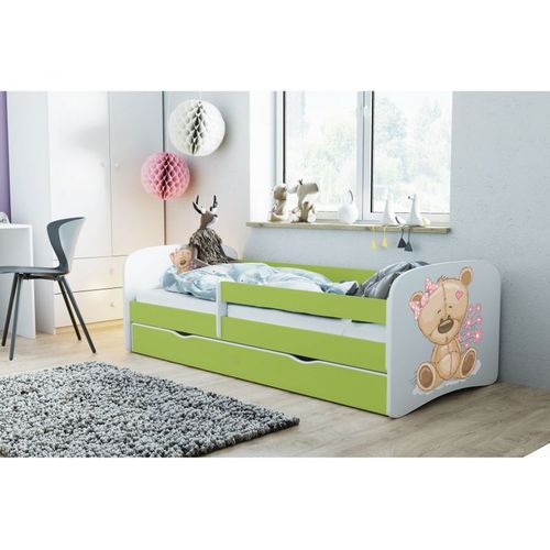 Lit Babydreams Nounours Vert Fleurs Sans Tiroir Sans Matelas 160/80
