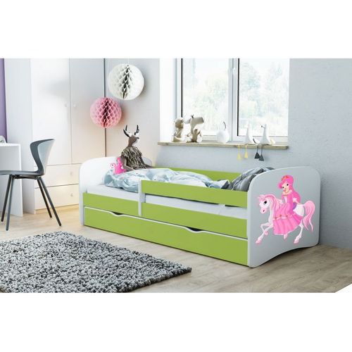 Lit Princesse Vert Babydreams Sur Un Cheval Avec Un Tiroir Sans Matelas 180/80
