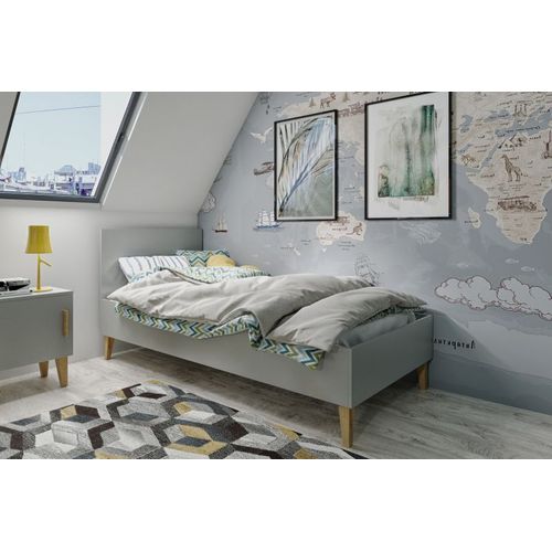 Lit Kubi Gris Sans Tiroir, Sans Matelas 180/80
