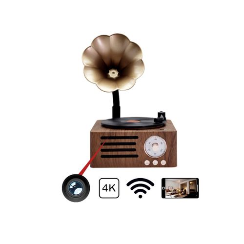 Enceinte Vintage Caméra 4K Wifi Bluetooth