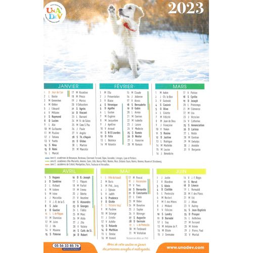 Calendrier Unadev 2023