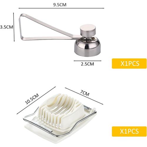 Coupe- Uf En Acier Inoxydable Et Trancheur D' Ufs À La Coque Avec Fil En Acier Inoxydable. Ensemble De Coupe- Ufs Multifonctionnel. Un Lot De Deux Outils De Manipulation Des Ufs.