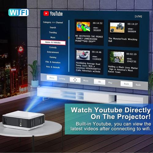 Vidéoprojecteur 4k WiFi Full HD 1080P, 8500LM TOPTRO