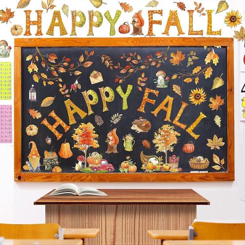 71pcs Happy Fall Bulletin Board Dcoupes Feuilles De Citrouille rable Dcoupes Aquarelle