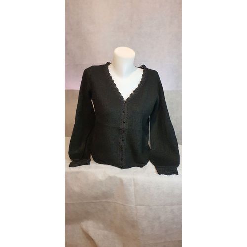 Pull Manches Longues Col V Noir Femme M&g Monogram Paris Taille Unique