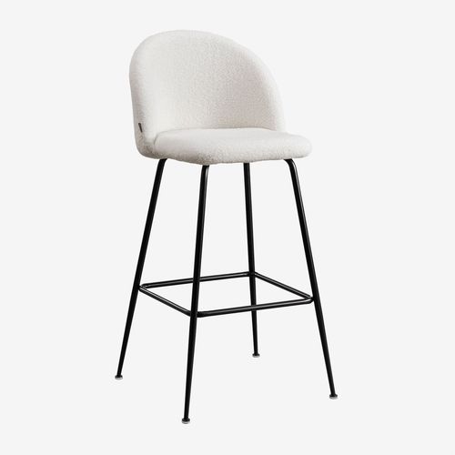 Tabouret Haut En Chenille Kana Design Blanc Noir ?75 Cm