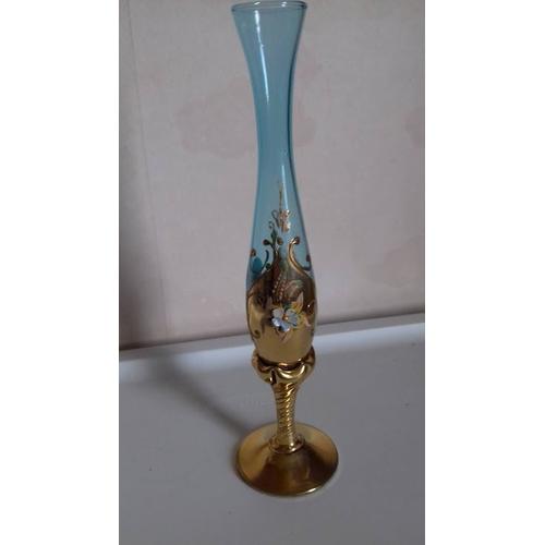 vase SOLIFLORE verre soufflé bleu et or de MURANO
