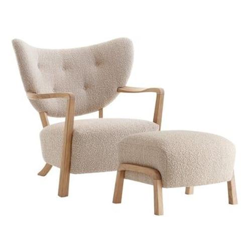 Andtradition - Fauteuil Wulff Atd2 & Pouf Atd3 - Karakorum 003 - Chêne Huilé - Beige