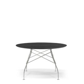 Kartell - Table Glossy - Marbre Noir - Chrome - Rond - Noir