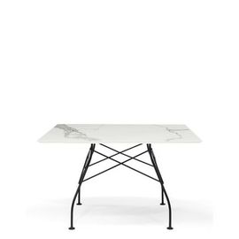 Kartell - Table Glossy Rectangulaire - Marbre Blanc - Noir - Blanc