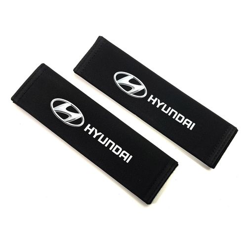 2 Housse De Ceinture De Sécurité En Daim Avec Logo Hyundai Noir 225 X 165mm