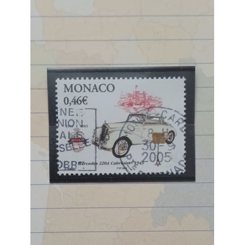 L279 -- Timbre Oblitéré Monaco N° 2369 -- Année 2002 -- " Série Courante : Automobile De La Collection S.A.S. , Le Prince De Monaco , Mercedes 220a Cabriolet ".