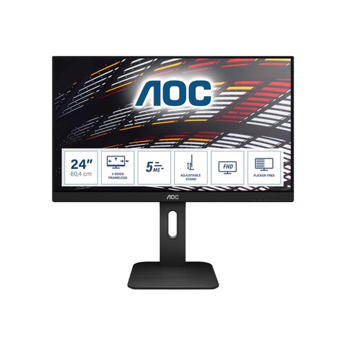 AOC 24P1 - Écran LED - 23.8" - 1920 x 1080 Full HD (1080p) @ 60 Hz - IPS - 250 cd/m² - 1000:1 - 5 ms - HDMI, DVI, DisplayPort, VGA - haut-parleurs