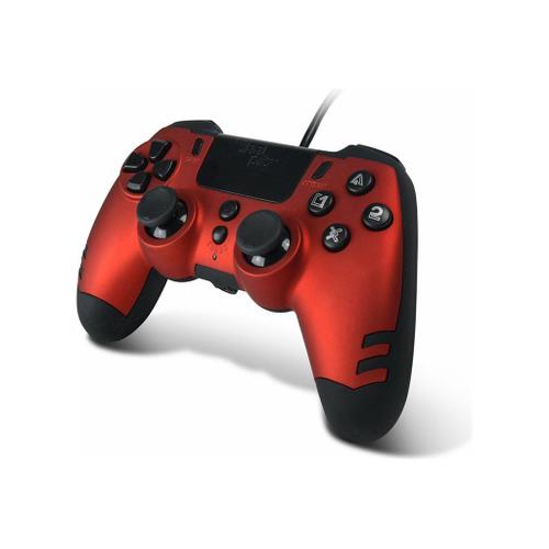 Manette Steelplay Slim Pack Filaire Rouge Pixminds Pour Pc, Sony Playstation 3, Sony Playstation 4