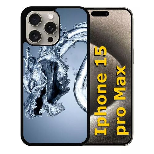 Coque Pour Iphone 15 Pro Max - Dragon Effet Eau - Silicone - Noir