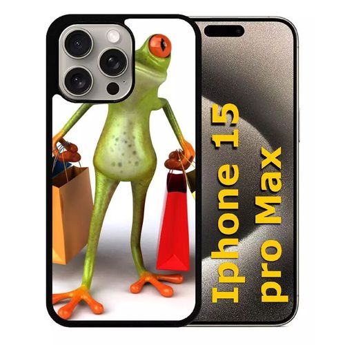 Coque Pour Iphone 15 Pro Max - Grenouille Shopping - Silicone - Noir