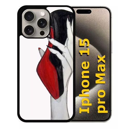 Coque Pour Iphone 15 Pro Max - Escarpins Rouge Et Noir - Silicone - Noir
