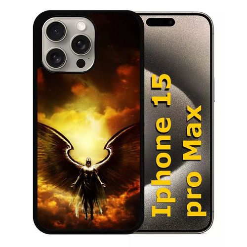 Coque Pour Iphone 15 Pro Max - Ange Flamme - Silicone - Noir