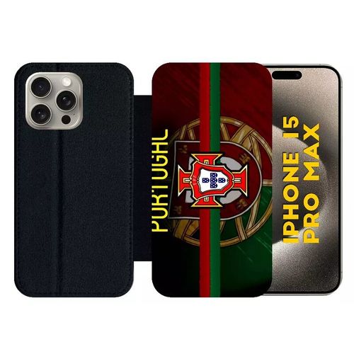 Etui À Rabat Pour Iphone 15 Pro Max - Portugal Design One - Silicone - Noir