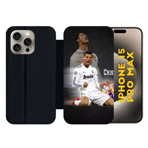 Etui À Rabat Pour Iphone 15 Pro Max - Christiano Ronaldo - Silicone - Noir