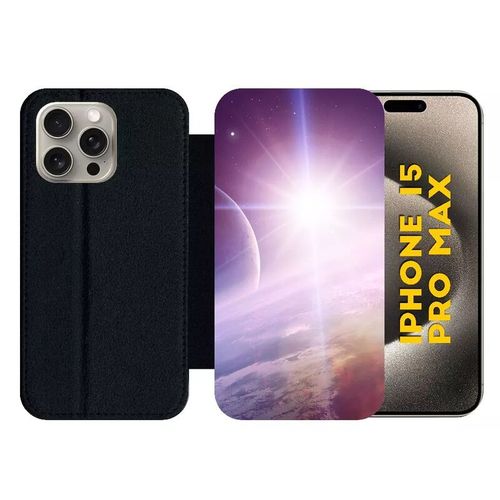 Etui À Rabat Pour Iphone 15 Pro Max - Espace Terre - Silicone - Noir