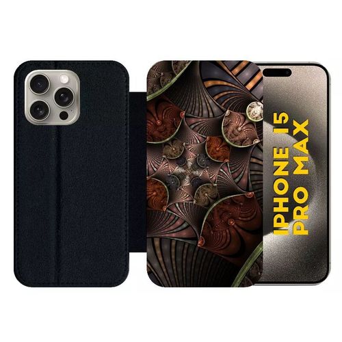 Etui À Rabat Pour Iphone 15 Pro Max - Metallic - Silicone - Noir