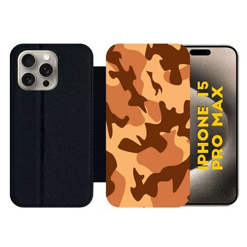 Etui À Rabat Pour Iphone 15 Pro Max - Camouflage - Silicone - Noir