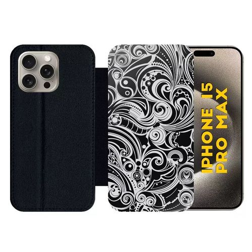 Etui À Rabat Pour Iphone 15 Pro Max - Baroque - Silicone - Noir