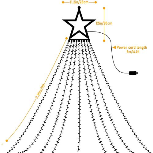 Guirlande Lumineuse Extérieur LED 320 LED Blanc Guirlande de Noël Étanche IP44 avec 8 Modes & Minuterie, Guirlande Électrique pour Jardin, Arbre, Fête, Mariage, Décoration