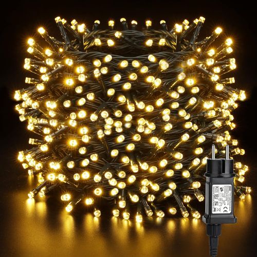 Guirlande Lumineuse Sapin de Noël, 80M 800 LED Décoration Noël Extérieur Blanc Chaud Électrique 8 Modes Étanche Lumière pour Fenêtre Intérieur Soirée Mariage Festival Arbre Terrasse, Fil Vert