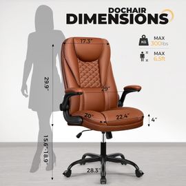 Fauteuil De Bureau TOMPA, Grand Rembourrage, Résistant Jusqu'à 150 Kg Cuir Bordeaux