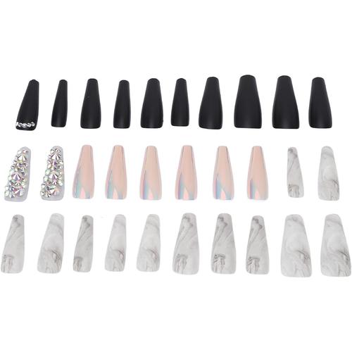 30 Pi¿¿Ces Press On Nails Ballerina Longs, Faux Ongles Avec Design Press On Nails Ongles Courts ¿¿ Coller Avec De La Colle ¿¿ Ongles Fake Nails Short Set(07) 