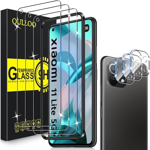 Verre Trempé Pour Xiaomi Mi 11 Lite 4g&5g/11 Lite 5g Ne [3 Pièces] + Caméra Protecteur [3 Pièces]. Protecteur D'écran Ultra Résistant Dureté 9h Film Protection Écran