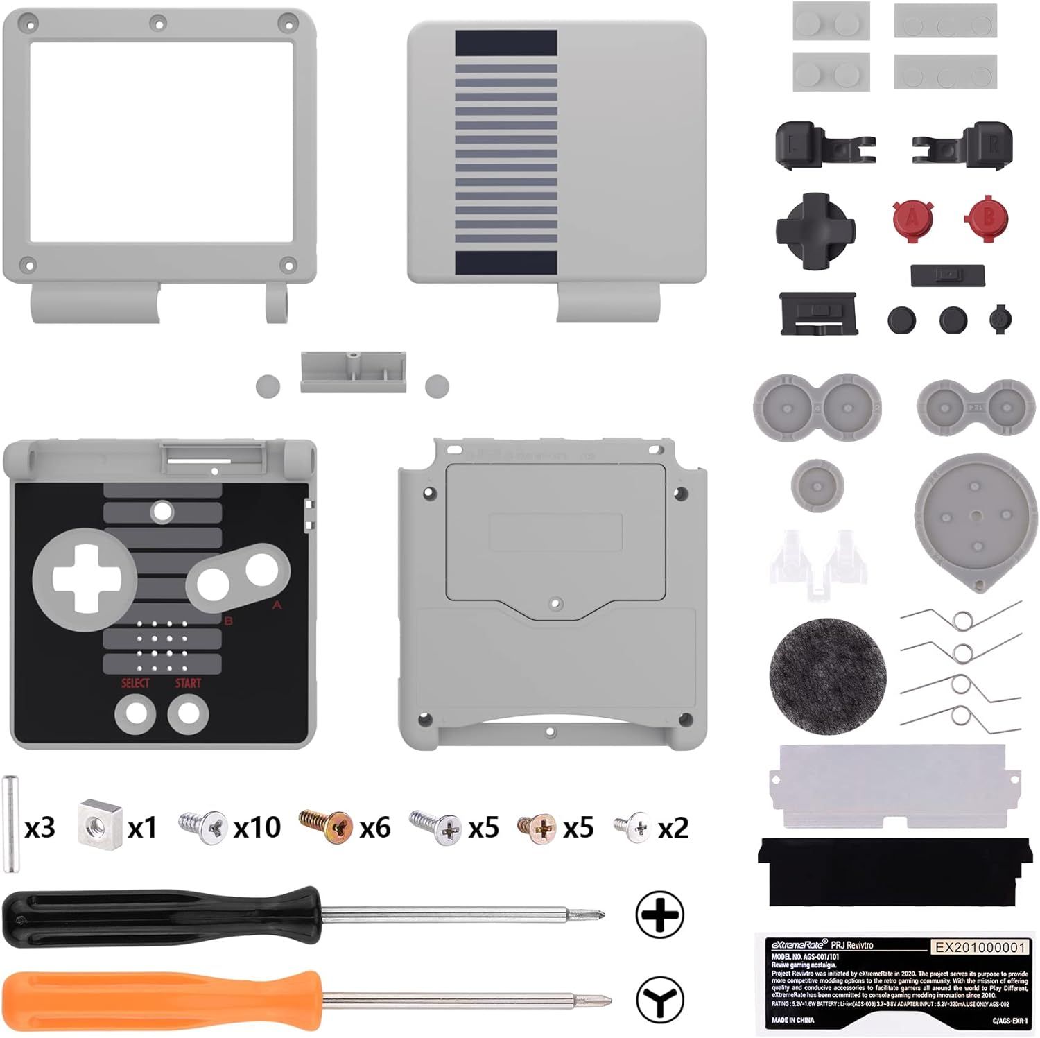 Coque Remplacement Avec Boutons Compl¿¿Te Pour Gameboy Advance Sp Gba Sp, Coque Customis¿¿E Classic Nes Style Compatible Avec ¿¿Crans Ips Et Lcd Standard, Console Et ¿¿Cran Non Incluse