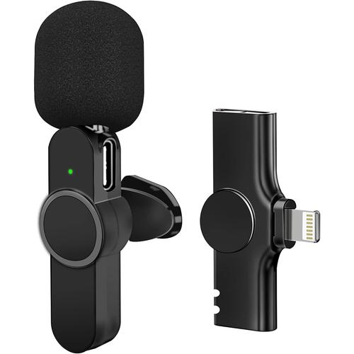 Microphone Lavalier sans Fil 2,4 GHz pour Téléphones Mobiles et Tablettes pour Enregistrement Vidéo, Appareil Photo, Vlogging, Interview, Meilleur TNR Réduction du Bruit Réel