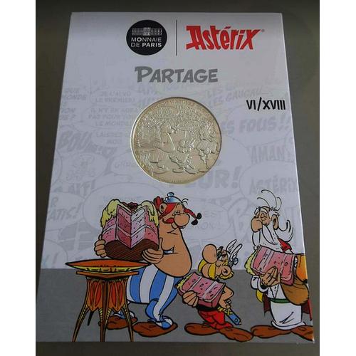 Asterix 2022 - 10 Euros Argent - Partage - Numero 6 / 18 - Cartelette Officielle
