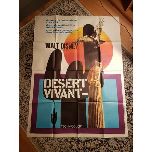 "Désert Vivant" Walt Disney Affiche Cinéma 120x160 Chat Sur Un Cactus