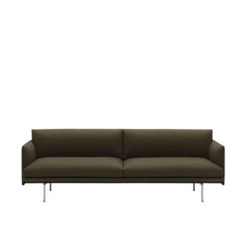 Muuto - Canapé Outline -Trois Places - Aluminium Poli - Devina 984 - Marron